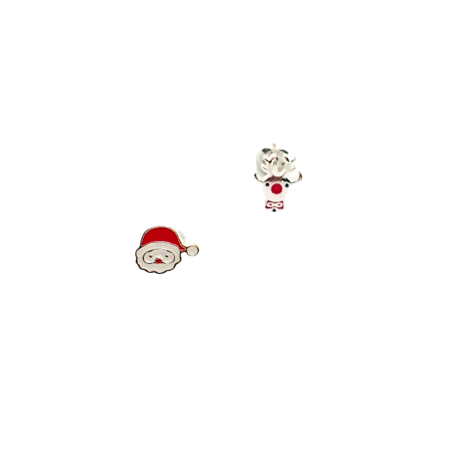 earrings silver 925 stud deer and santa